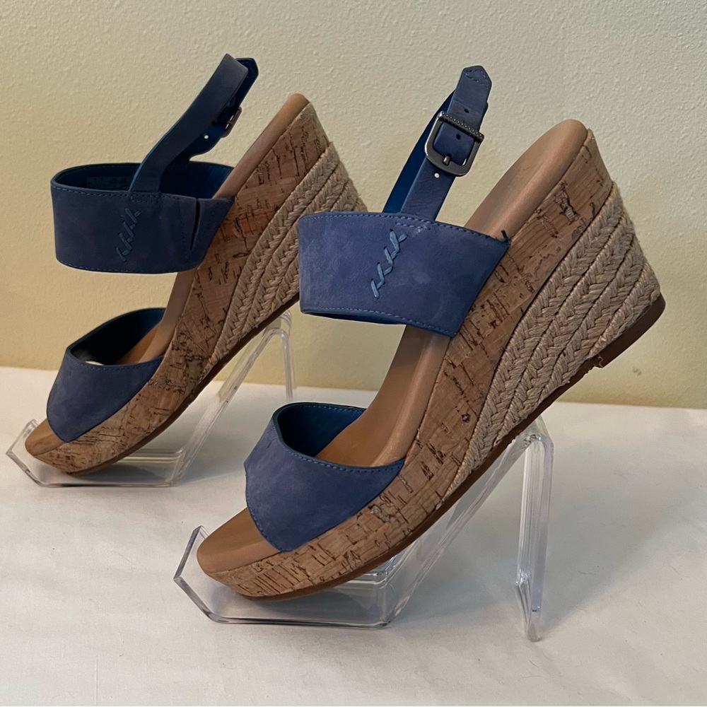 Ugg Blue Nubuck Elena Cork Espadrille Wedge Sandals, Size 7, GUC - Picture 2 of 13